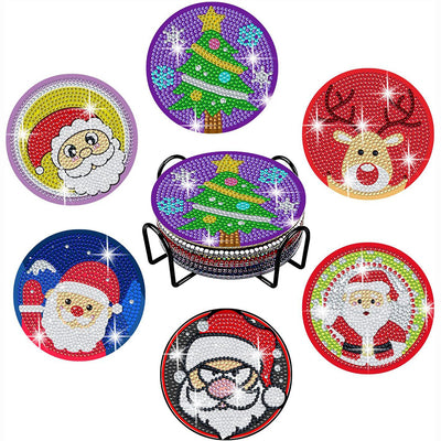 Merry Christmas Diamond Painting Coasters 6Pcs