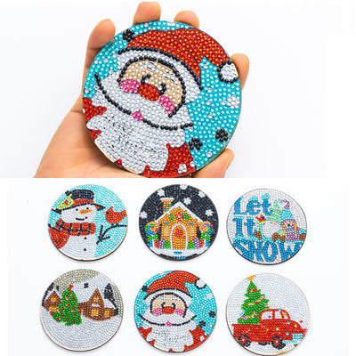 Merry Christmas Diamond Painting Coasters 6Pcs