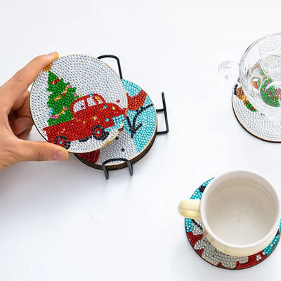 Merry Christmas Diamond Painting Coasters 6Pcs