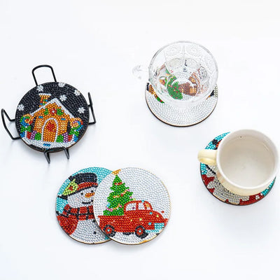 Merry Christmas Diamond Painting Coasters 6Pcs