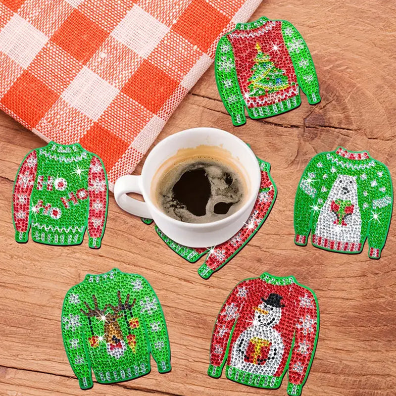 Christmas Clothes Diamond Painting Coasters 10Pcs