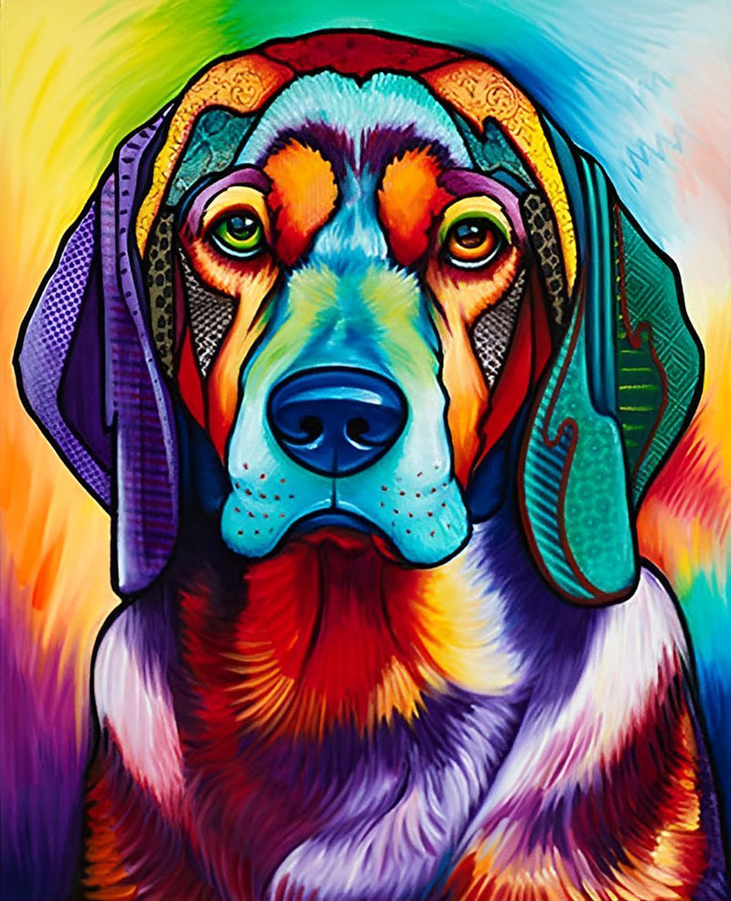 Colorful Dog with Big Ears Diamond Painting