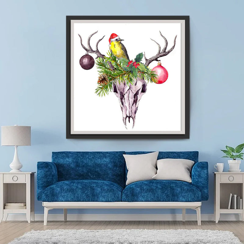 Deer Skeleton and Crown of Flowers Diamond Painting