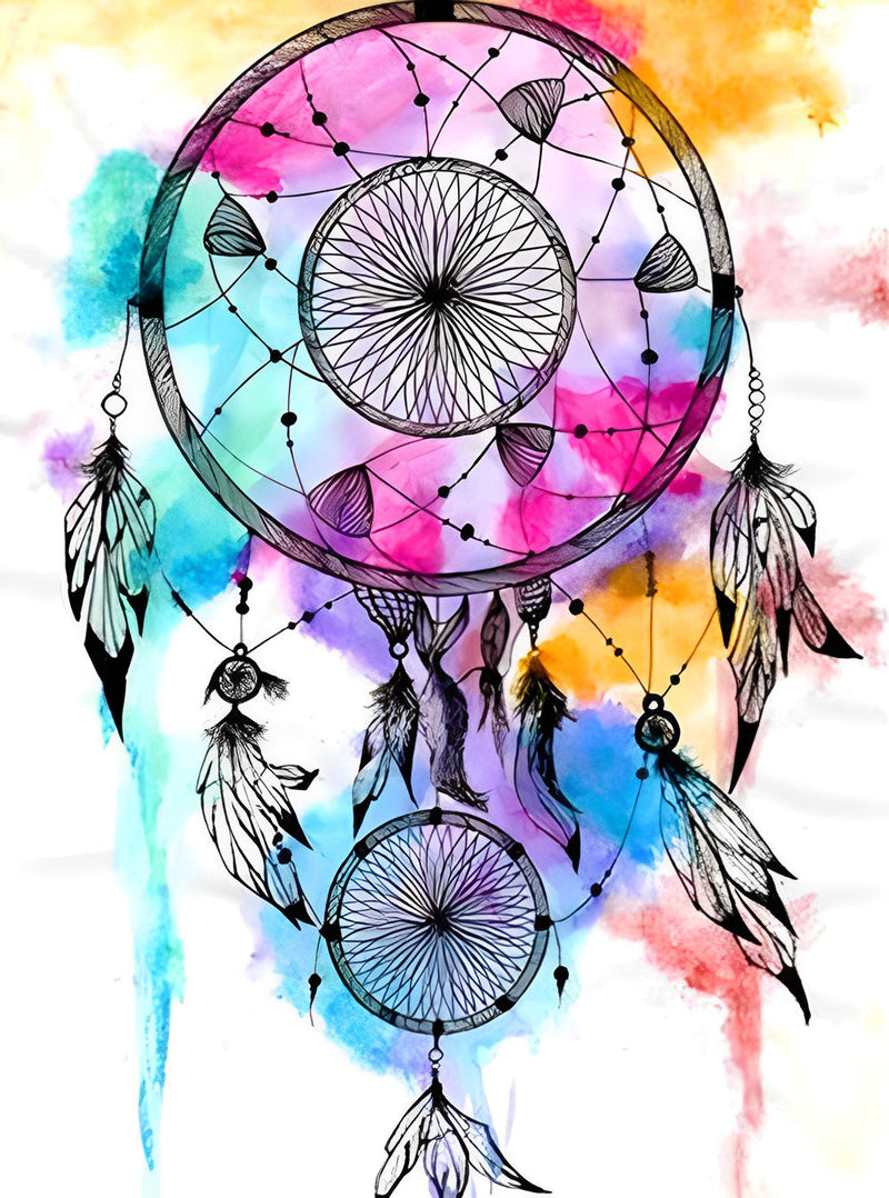 Black Dream Catcher with Feathers Diamond Painting