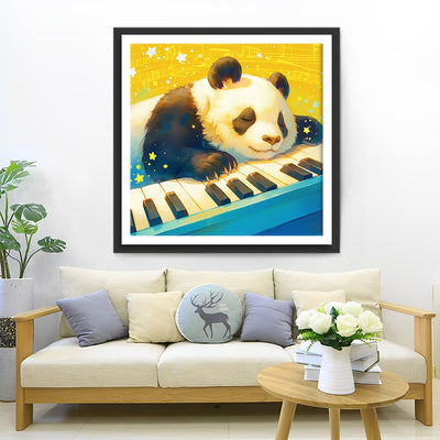 Panda and Piano Diamond Painting