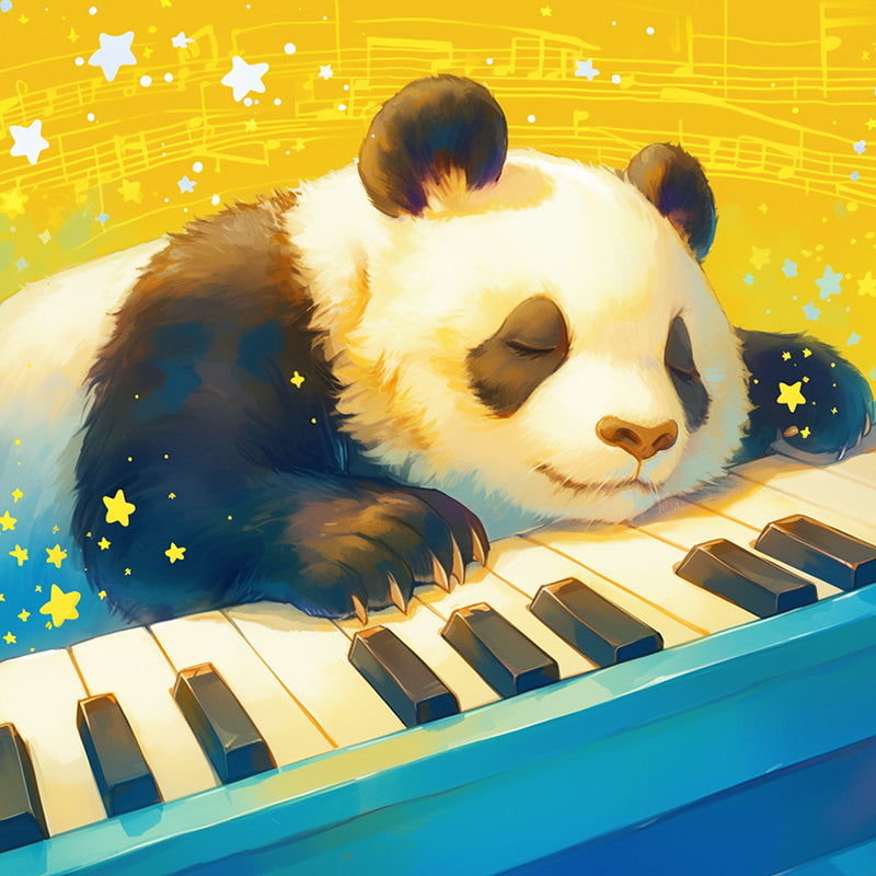 Panda and Piano Diamond Painting