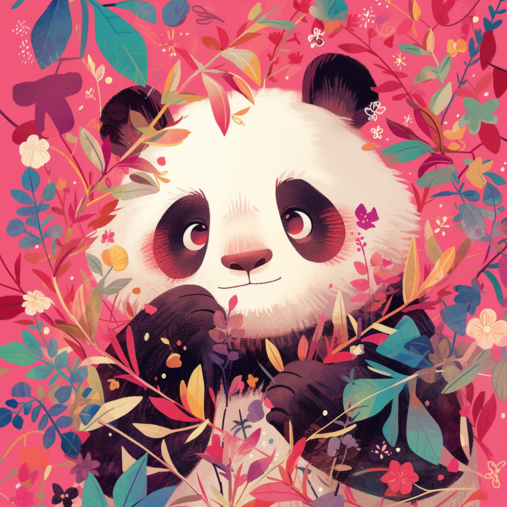 Panda on Pink Background Diamond Painting