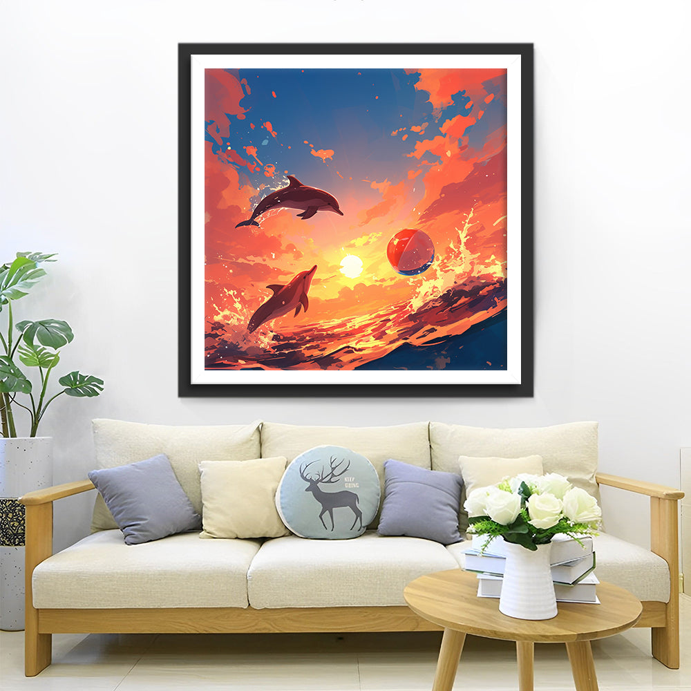 Dolphins at Sunset Diamond Painting