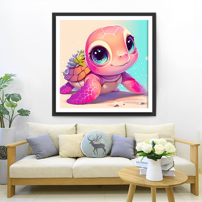 Cartoon Pink Tortoise Diamond Painting