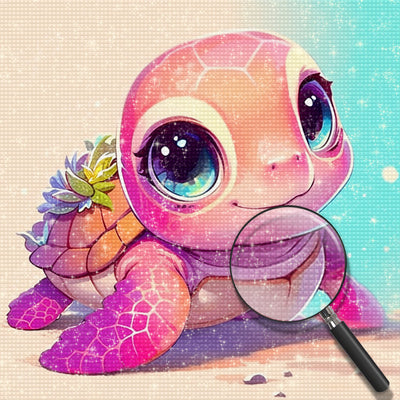 Cartoon Pink Tortoise Diamond Painting