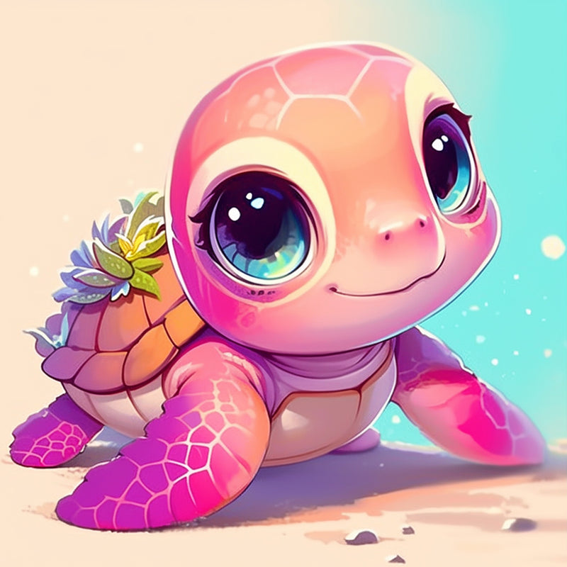 Cartoon Pink Tortoise Diamond Painting