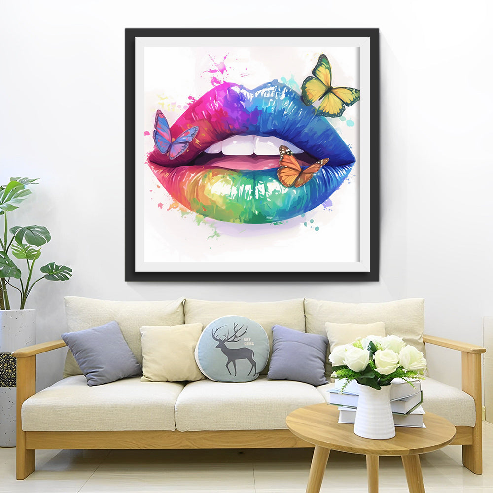 Abstract Colorful Lips Diamond Painting