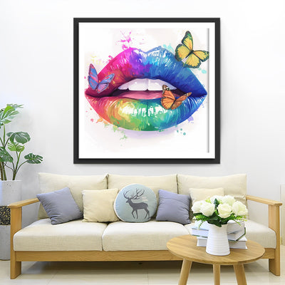 Abstract Colorful Lips Diamond Painting