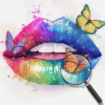 Abstract Colorful Lips Diamond Painting