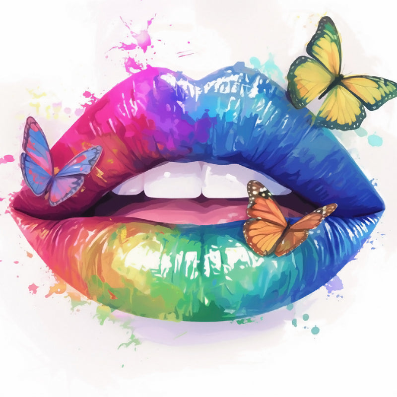 Abstract Colorful Lips Diamond Painting