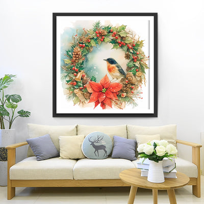 Christmas Bird Wreath Diamond Painting