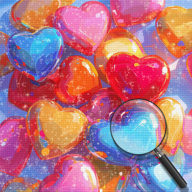 Colorful Heart Shaped Stones Diamond Painting