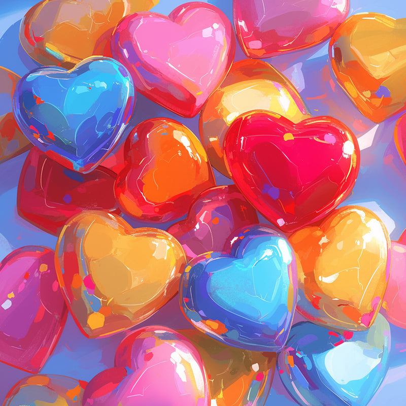 Colorful Heart Shaped Stones Diamond Painting