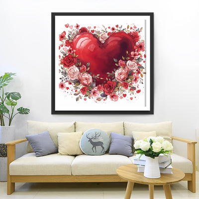 Red Heart and Red Roses Diamond Painting