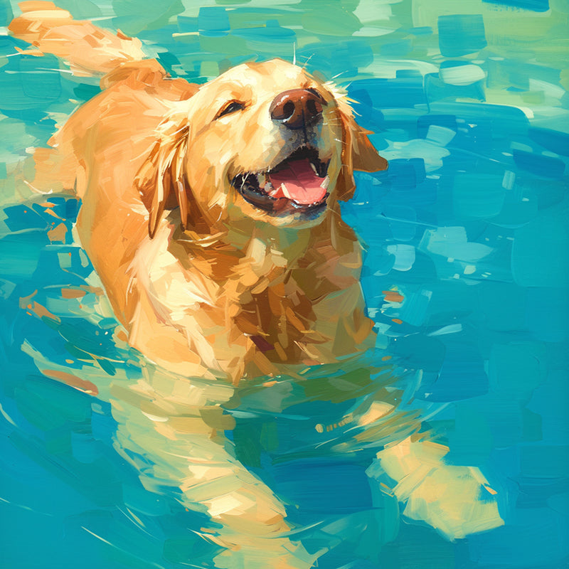 Golden Retriever Swimming in Water Diamond Painting