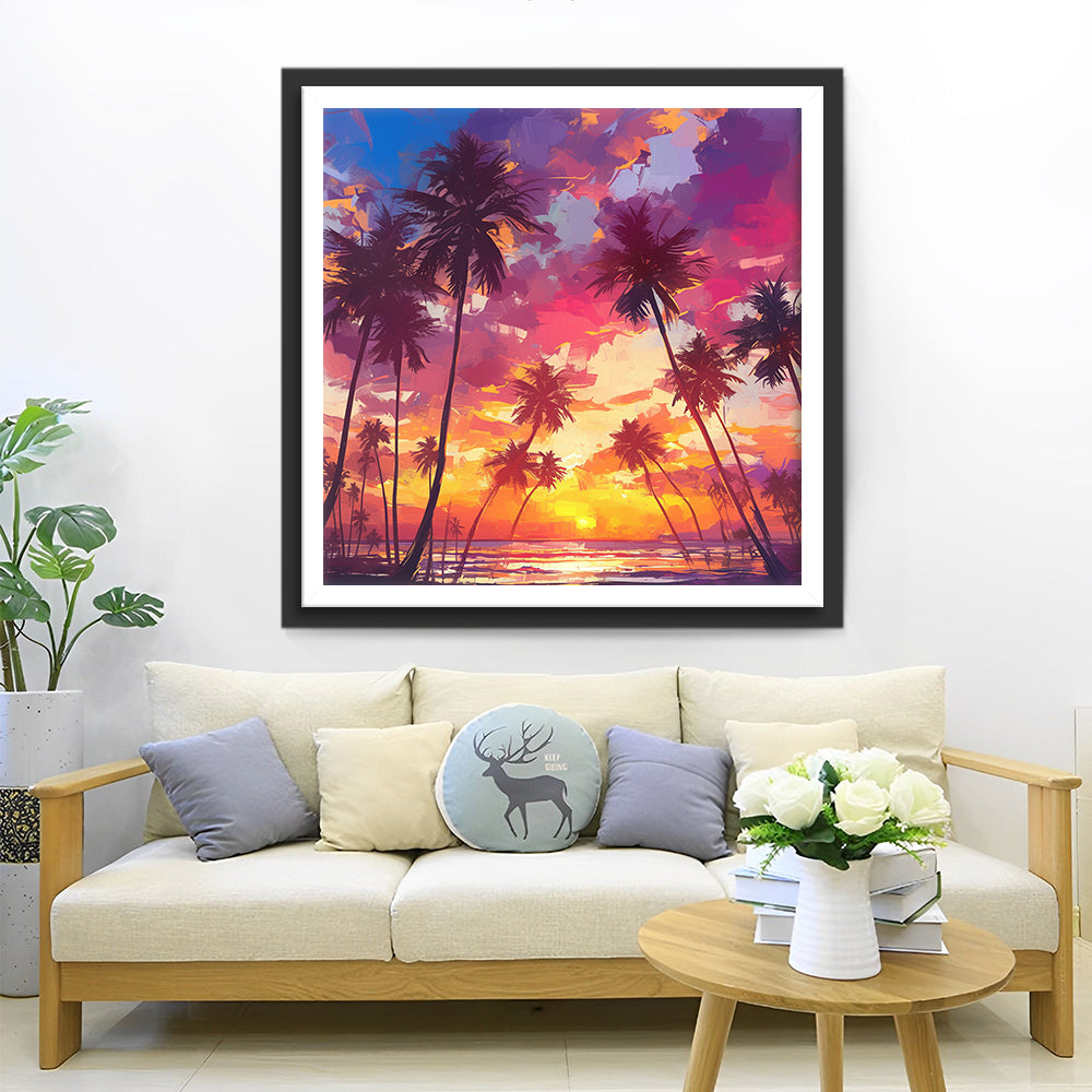 Sea Sunset Coconut Trees Diamond Painting