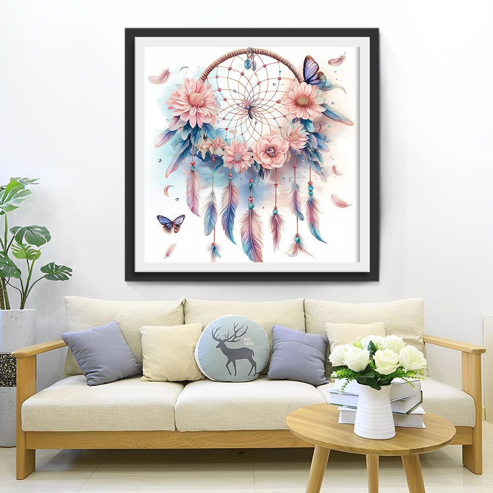 Dreamcatcher and Purple Butterflies Diamond Painting