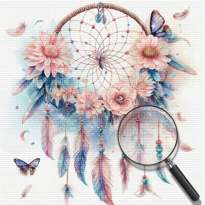 Dreamcatcher and Purple Butterflies Diamond Painting