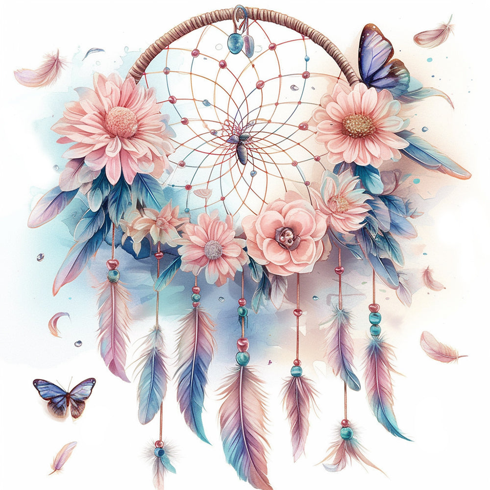 Dreamcatcher and Purple Butterflies Diamond Painting
