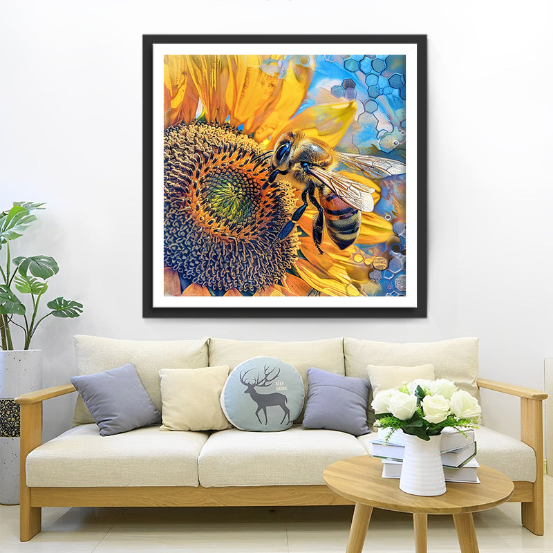 Sunflower and Bee Diamond Painting