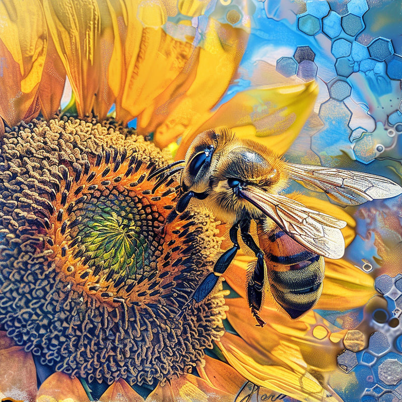 Sunflower and Bee Diamond Painting