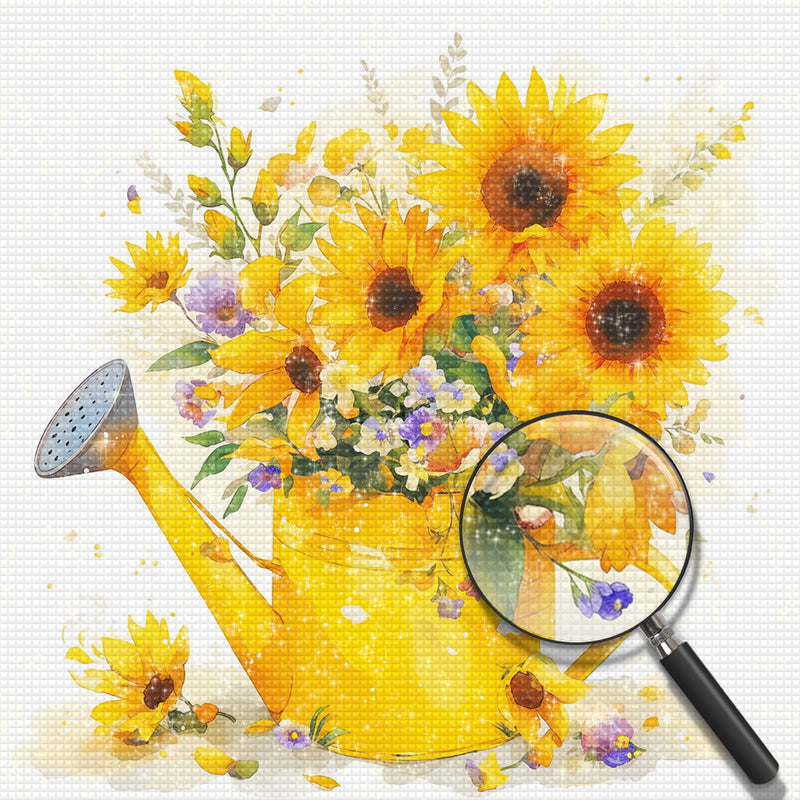 Sunflowers in a Yellow Watering Can Diamond Painting