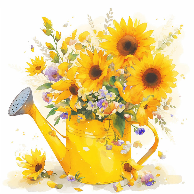 Sunflowers in a Yellow Watering Can Diamond Painting