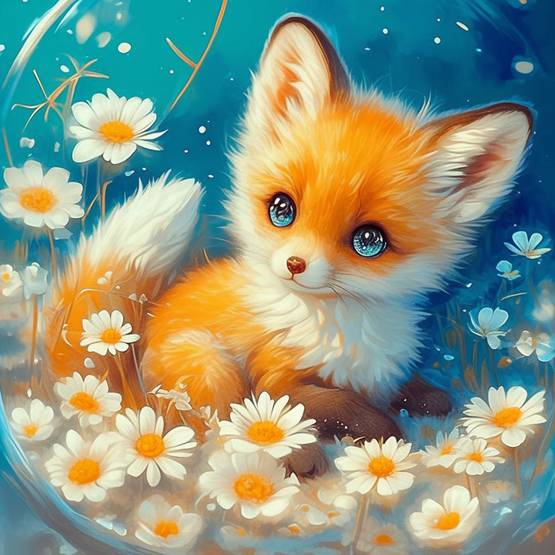 Fox and Daisy Diamond Painting