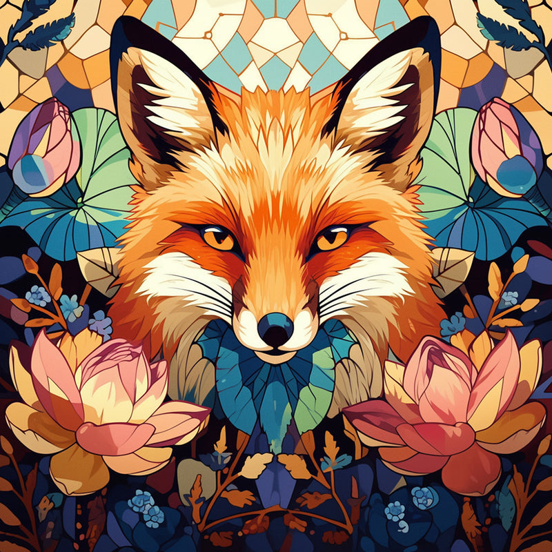 Fox and Lotus Diamond Painting