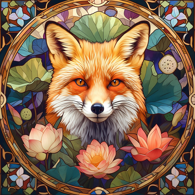 Fox and Lotus Diamond Painting