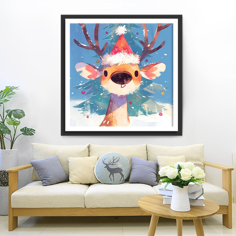 Cartoon Deer in Snow Diamond Painting