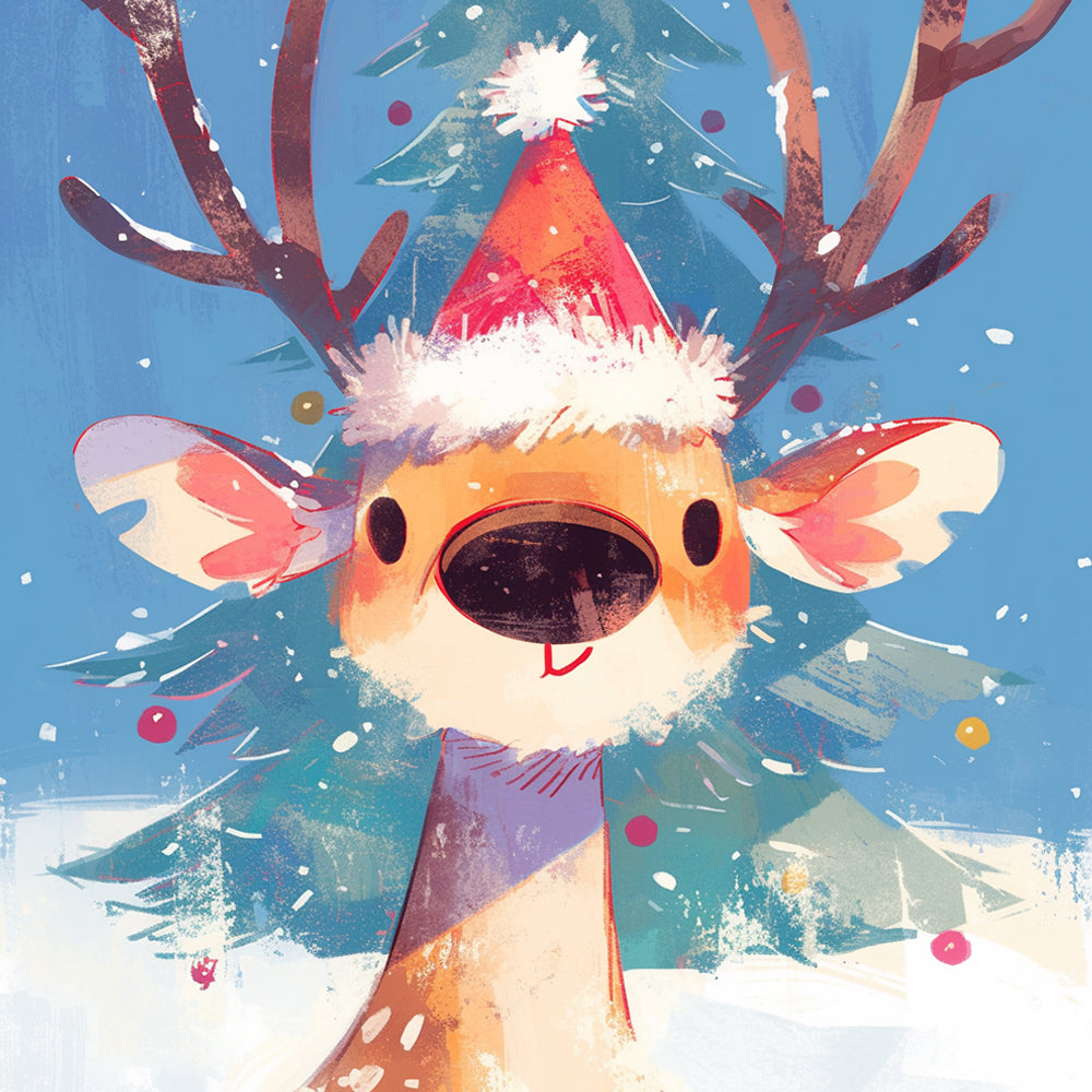 Cartoon Deer in Snow Diamond Painting