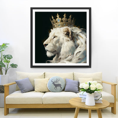 White Lion in the Darkness Diamond Painting