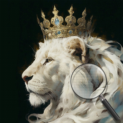 White Lion in the Darkness Diamond Painting