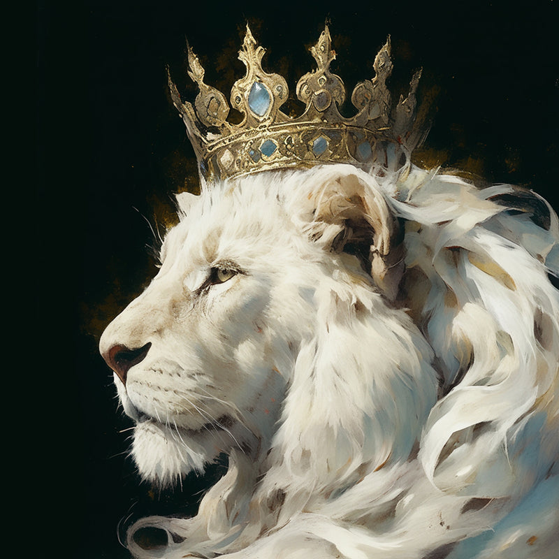 White Lion in the Darkness Diamond Painting