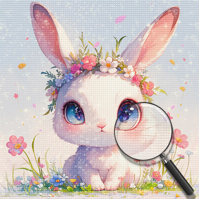 White Cartoon Rabbit with Big Eyes Diamond Painting