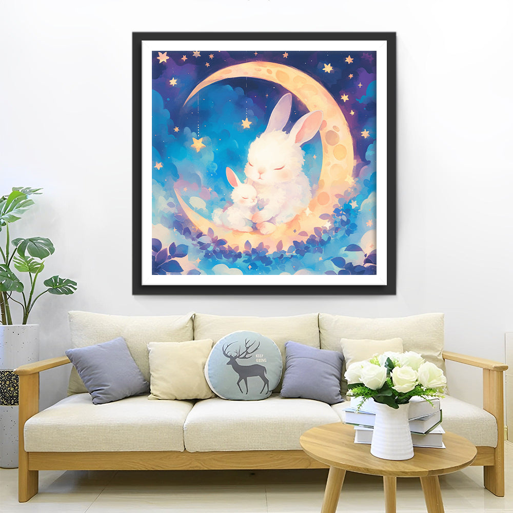 Two Rabbits on the Moon Diamond Painting