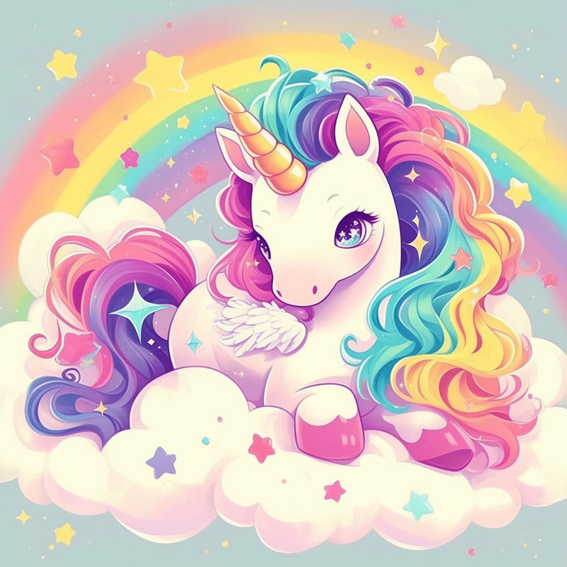 Cartoon Unicorn and Rainbow Diamond Painting