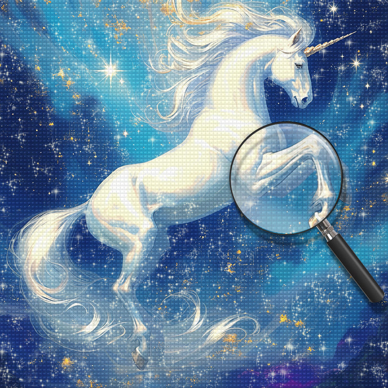 Jumping White Unicorn Diamond Painting