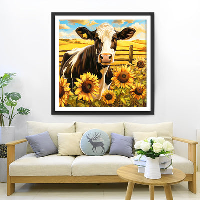 Cow and Sunflowers Diamond Painting