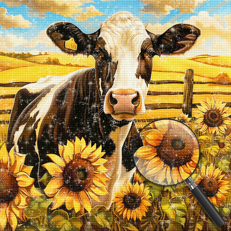 Cow and Sunflowers Diamond Painting