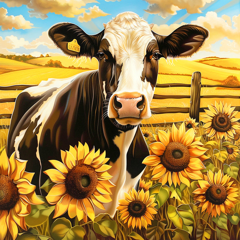 Cow and Sunflowers Diamond Painting