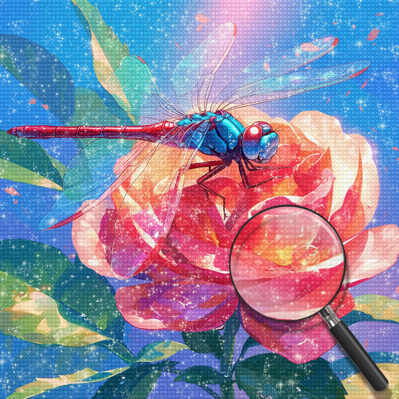 Dragonfly on the Red Rose Diamond Painting