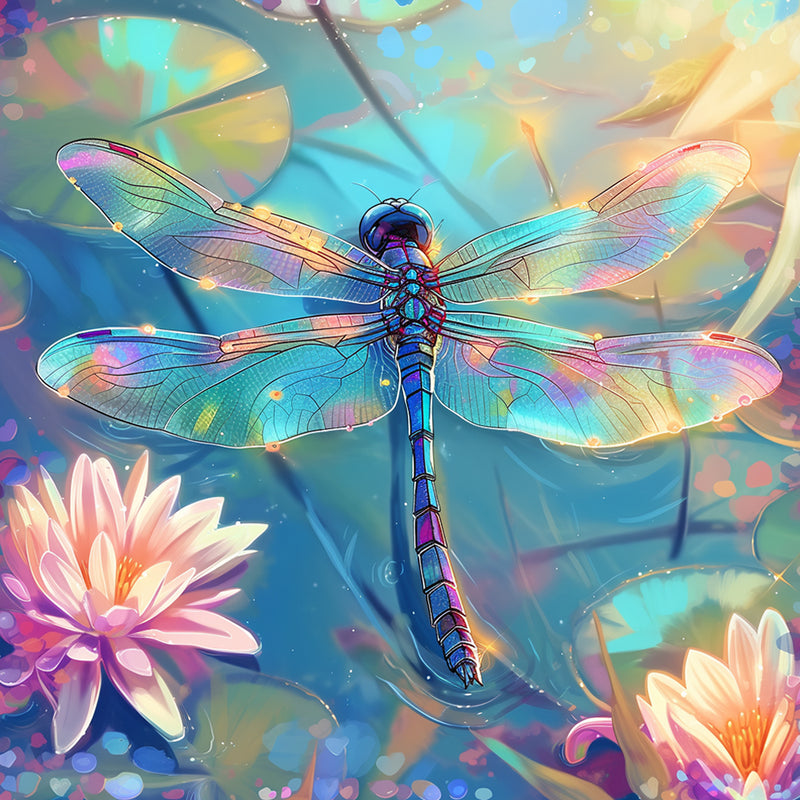 Dragonfly and Lotus Diamond Painting