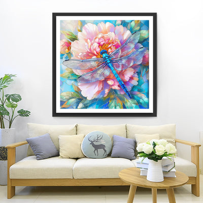 Dragonfly and Pink Flower Diamond Painting